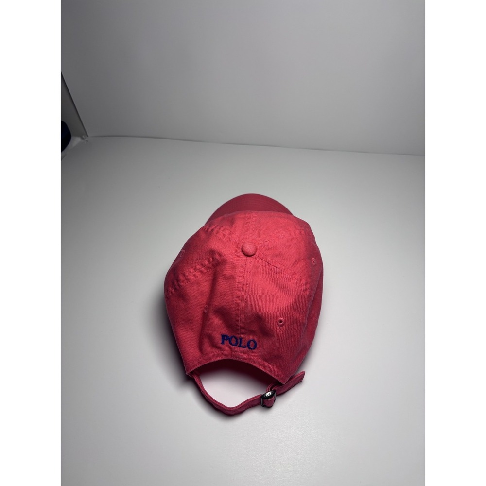 Polo Ralph Lauren Embroidered Blue Pony Strapback Hat Cotton Dad Cap Salmon - Picture 10 of 11